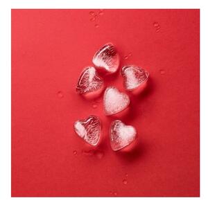 Červená silikónová forma na ľad Lékué Heart, 24 kociek