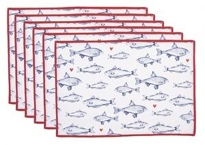 6ks modrobielé bavlnené prestieranie Sun Sea And Fish - 48*33 cm - Clayre & Eef