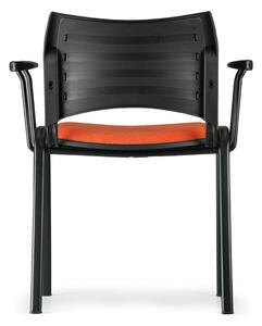 Konferenčná stolička SMART, chrómované nohy, s podpierkami rúk, oranžová