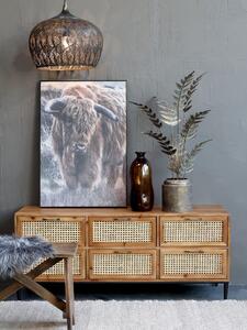 Hnedá antik drevená komoda so šuplíkmi a výpletom French wicker - 122*36*51cm - Chic Antique