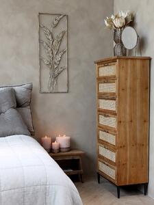 Hnedá antik drevená komoda so šuplíkmi a výpletom French wicker - 54*32*125cm - Chic Antique