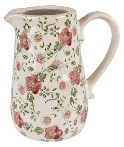 Keramický dekoračný džbán s ružovými kvetmi Lillia M - 16*11*18 cm - Clayre & Eef