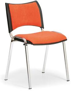Konferenčná stolička SMART, chrómované nohy, bez opierok rúk, oranžová