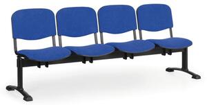 Čalúnená lavice do čakární VIVA, 4-sedadlo, modrá, čierne nohy