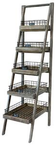 Hnedý antik drevený regál s košíkmi Cart No 5 - 42*70*170cm - Chic Antique