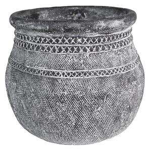 Granitový antik cementový obal na kvetináč so zdobením - Ø 32*29 cm - Clayre & Eef