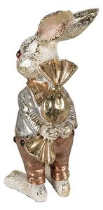 Dekorácia socha králiček s cukríkom a zlatou patinou - 6*7*14 cm - Clayre & Eef