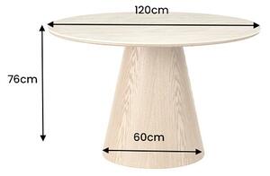 Okrúhly keramický jedálenský stôl Parthenia 120 cm travertín / dub