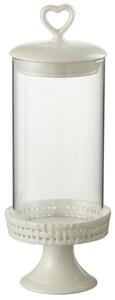 Biela keramická dóza na nohe s vekom Hella White M - Ø 11*31cm - J-Line by Jolipa