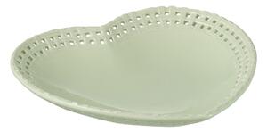 Zelený keramický tanier / miska v tvare srdca Hella Pastel Green - 22*22*4 cm - J-Line by Jolipa