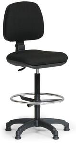 Zvýšená pracovná stolička MILANO s opierkou nôh - čierna