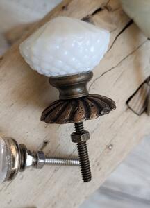 Biela sklenená úchytka Ria - Ø 3,5 cm - Chic Antique