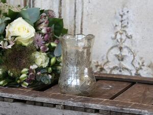 Strieborná antik sklenená dekoračná vázička Gria - Ø 9*14cm - Chic Antique