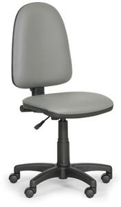 Dielenská pracovná stolička na kolieskach TORINO bez podpierok rúk, permanentný kontakt, pre mäkké podlahy, sivá