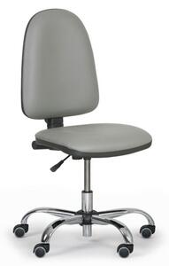 Pojazdná dielenská pracovná stolička TORINO bez podpierok rúk, permanentný kontakt, mäkké kolieska, sivá