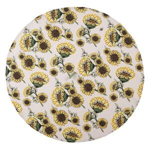 Béžová okrúhla bavlnená utierka so slnečnicami Sunny Sunflowers - Ø 80 cm - Clayre & Eef