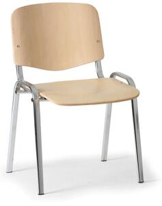 Drevená stolička ISO, buk, s chrómovanou konštrukciou, nosnosť 120 kg