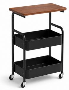 Odkladací stolík na kolieskach NEXORA 77x43 cm, čierna