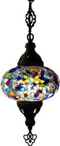 Turecká závesná lampa – ručne vyrobená mozaiková lampa – marocká lampa – autentická – viacfarebná – výška 78 cm