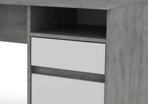 Písací stôl so zásuvkou Carlos, šedý beton/biela