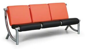 Kožená sedacia súprava JAZZY II, trojmiestna, oranžová/čierna