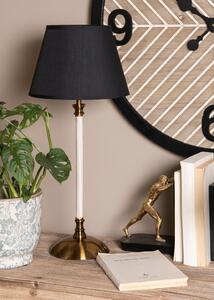 Stolová lampa s bielo-zlatou základňou a čiernym tienidlom Vileo - Ø 22*53 cm E27/max 1*60W - Clayre & Eef