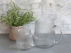 Sklenený transparentný džbánok s vrúbkami Jug Groove - 14*12cm - Chic Antique