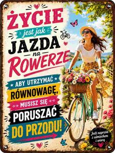 Plechová ceduľa Zyčie jest jak kazda na rowerze - Plechová tabuľa