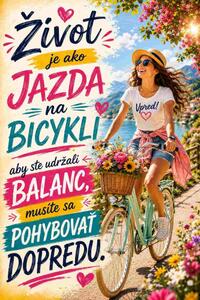 Plechová ceduľa Život je ako jazda na bicykli - Plechová tabuľa