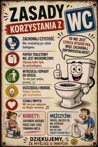 Plechová ceduľa Zasady Korzystania z WC - Plechová tabuľa