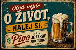 Plechová ceduľa Keď nejde o život nalej si. - Plechová tabuľa