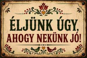 Plechová ceduľa Eljunk egy, ahogy nekunk jo! - Plechová tabuľa