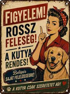 Plechová ceduľa Figyelem! Rossz Feleség! - Plechová tabuľa
