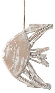 Drevená dekorácia ryba na povrázku s bielou patinou Fish flat - 22*4*28cm - J-Line by Jolipa