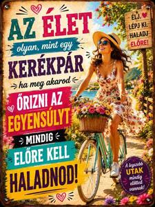 Plechová ceduľa Az Élet olyan, mint egy Kerékpár - Plechová tabuľa