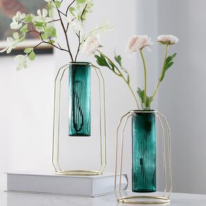 KONDELA Vázy, set 2 ks, smaragdová/zlatá, ROSEIN TYP 1