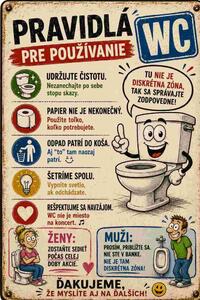 Plechová ceduľa Pravidlá pre požívanie WC - Plechová tabuľa