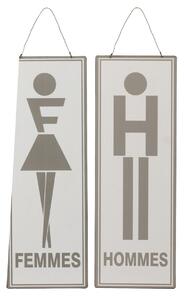 2ks závesná kovová ceduľa Men Women, Femmes Hommes - 16*46 cm - J-Line by Jolipa