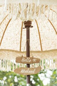 2ks závesná drevená ceduľa Hello Weekend, Seas the Day - 30*5*20 cm - J-Line by Jolipa