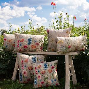 Béžový vankúš rozkvitnutá lúka Flowers Poppy s výšivkou - 60*60*15cm - Mars & More