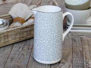 Šedý porcelánový džbán s ornamentami Arés Grey - 15 * 9 * 20cm / 1100ml - Chic Antique