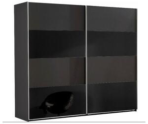 Šatníková skriňa Easy Plus, 225 cm, grafit/čierne sklo