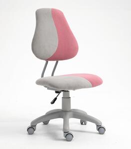 Detská rastúca stolička RAIDON – látka, plast, sivá / ružová