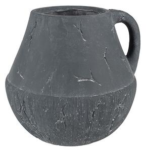 Tmavosivý dekoratívny obal na kvetináč s uchom Édith L - 23*23*21 cm - Clayre & Eef