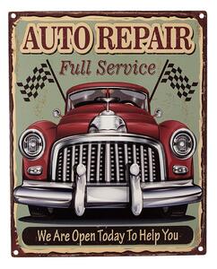 Farebná antik nástenná kovová ceduľa Auto Repair - 20*1*25 cm - Clayre & Eef