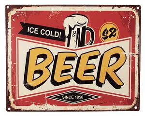Červená antik nástenná kovová ceduľa Beer - 25*1*20 cm - Clayre & Eef