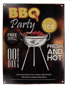 Čierna antik nástenná kovová ceduľa BBQ Party - 25*1*33 cm - Clayre & Eef