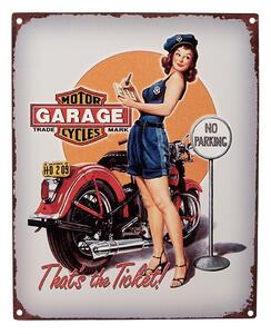Svetlosivá antik nástenná kovová ceduľa Motor Garage Cycles - 20*1*25 cm - Clayre & Eef