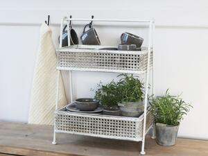 Krémový antik dekoračný kovovo-drevený etažér Baskets - 45*27*60cm - Chic Antique