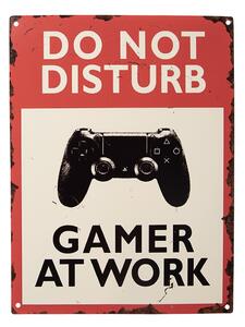 Červenobiela antik nástenná kovová ceduľa Do Not Disturb - 25*1*33 cm - Clayre & Eef